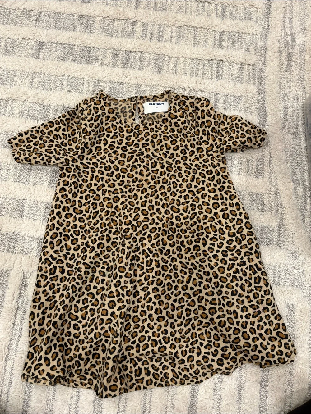 Old Navy Leopard Print Tan & Black Short Sleeve Dress